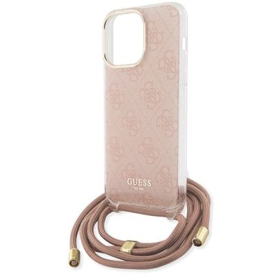 5. Etui Guess Crossbody Cord 4G Print na iPhone 15 Pro - różowe