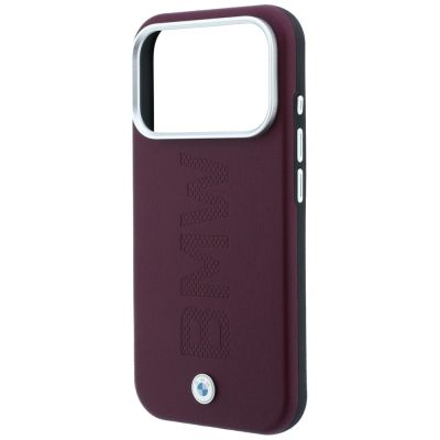 6. Etui BMW Sign Centered Deboss MagSafe na iPhone 17 Pro / 18 Pro - bordowe