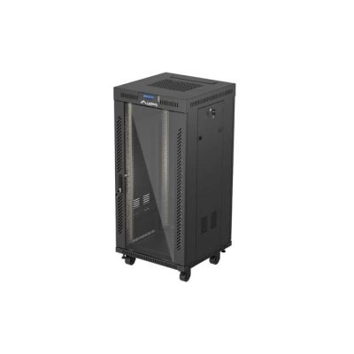 14. LANBERG SZAFA INSTALACYJNA RACK STOJĄCA 19" 24U 600X600 CZARNA DRZWI PRZESZKLONE LCD (FLAT PACK) V2