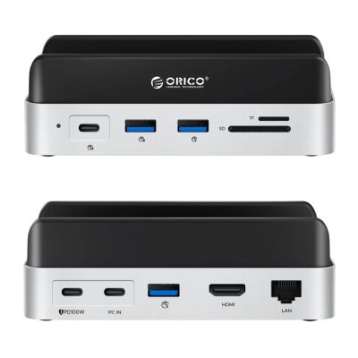 2. Stacja dokująca Orico MiniDock 10w1 z kieszenią na dysk twardy SSD - srebrna