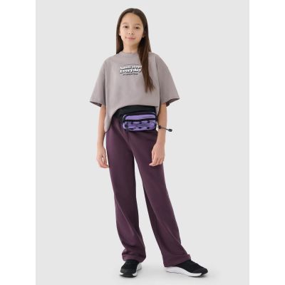 3. Crop top oversize z nadrukiem dziewczęcy 4F 4FJRSS25TTSHF2587-83S