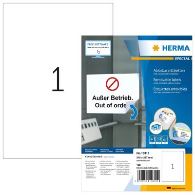2. HERMA 10315 samoprzylepne etykiety Zaokrąglony prostokąt Wyjmowana Biały 100 szt.