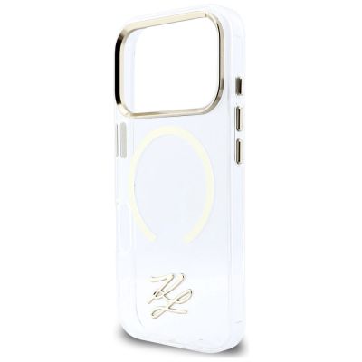 6. Etui Karl Lagerfeld IML KL Script Logo MagSafe na iPhone 17 Pro - przezroczyste