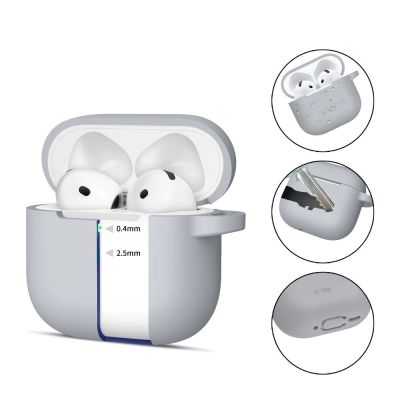 2. Etui Tech-Protect Silicone Hook na AirPods 4 - szare