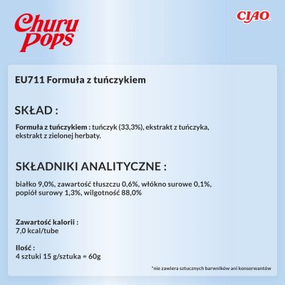 7. Przysmak CHURU Pops Tuńczyk dla kota 4x14g