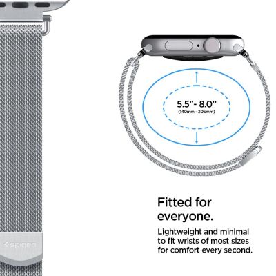 5. Pasek Spigen WBM4 na Apple Watch (40 / 41 / 42 mm) - srebrny