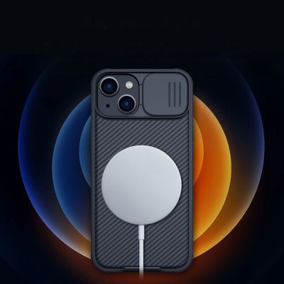 9. Nillkin CamShield Pro Magnetic Case etui iPhone 14 Plus pokrowiec osłona na aparat kamerę niebieski (z MagSafe)