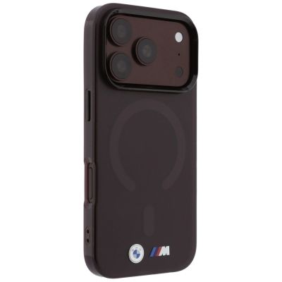 4. Etui BMW M IML Frosted Metal Logo & Trims MagSafe na iPhone 17 Pro Max / 18 Pro Max - bordowe
