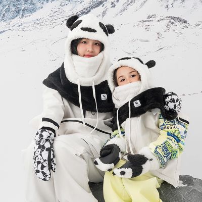 4. Rękawice narciarskie Qunature Panda Heat Transfer dziecięce rozmiar S - czarne/białe
