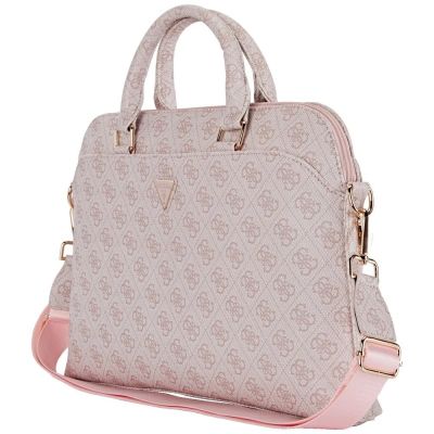 3. Torba Guess 4G Zipper Pocket Triangle Logo na laptopa 15" - różowa