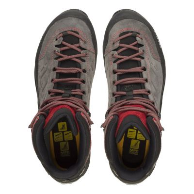 5. Salewa MTN Trainer Mid GTX Męski Dorosły Ciemnoszary, Szary, Czerwony