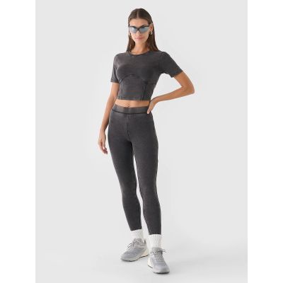 4. Crop top slim gładki damski 4F 4FRAW24TTSHF2581-20S