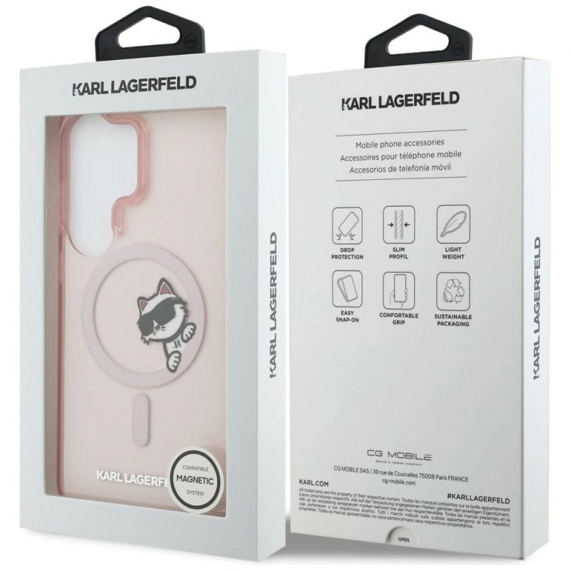 8. Etui Karl Lagerfeld IML Peekaboo Choupette MagSafe na Samsung Galaxy S26 Ultra - różowe