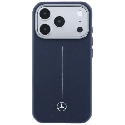 3. Etui Mercedes Leather Semi Wrap Iconic Line MagSafe na iPhone 17 Pro - granatowe