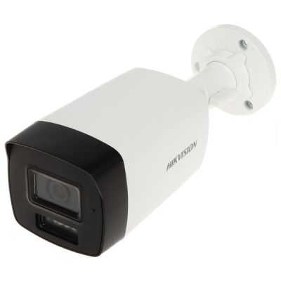 4. Hikvision DS-2CE17D0T-LFS(2.8mm) 2 MP kamera Bullet z inteligentnym hybrydowym oświetleniem i dźwiękiem, stałoogniskowa