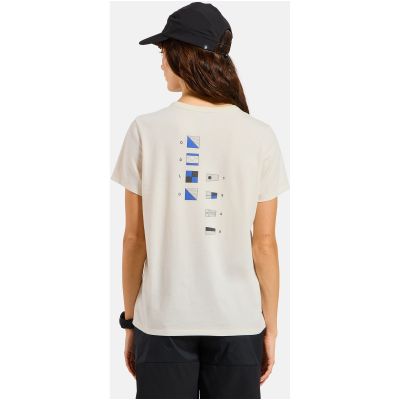 Koszulka z krótkim rękawem damska ODLO T-shirt crew neck s/s COTTON BLEND ODLO FLAGS beżowa