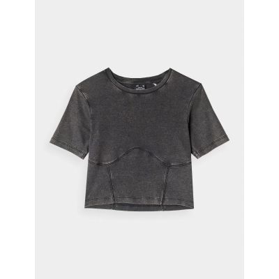 6. Crop top slim gładki damski 4F 4FRAW24TTSHF2581-20S