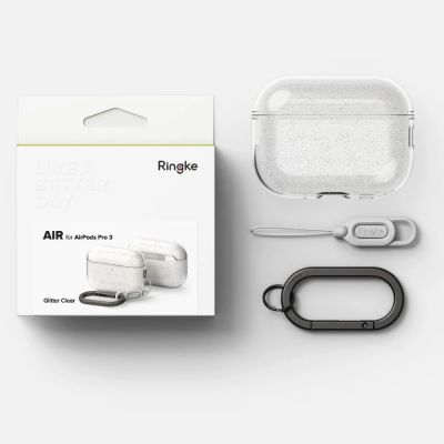 5. Etui Ringke Air na AirPods Pro 3 - przezroczysto-brokatowe