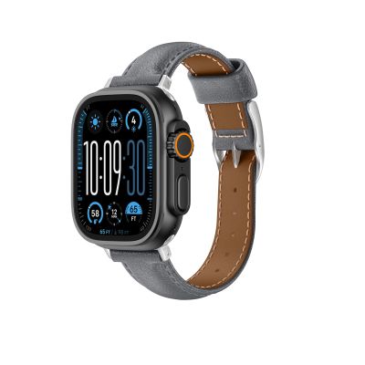 4. Skórzany pasek AMAZINGTHING Class Band do Apple Watch 45 / 46 / 49 mm - szary