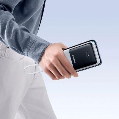 12. Powerbank Baseus Lipow 20000mAh 22,5W z dwoma wbudowanymi kablami z dodatkowym kablem Baseus Simple USB-A - USB-C 3A 20cm - biały