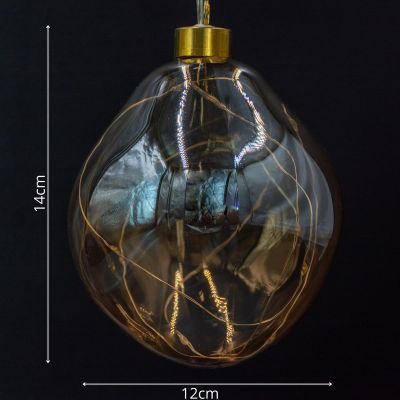 5. BOMBKA FORMÓWKA SZKLANA KROPLA 2SZT LED 12CM GOLD