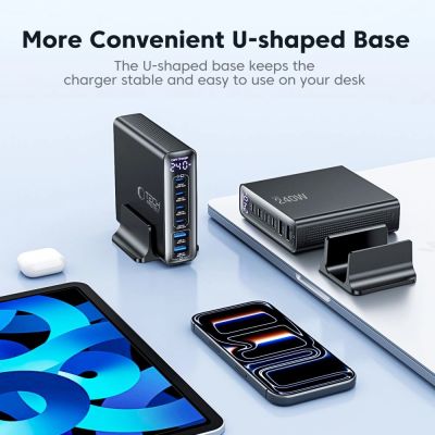 10. Stacja ładująca Tech-Protect DC240W-GaN 6 portów 4 x USB-C 2 x USB-A 240W QC3.0 - czarna