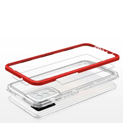 5. Clear 3in1 etui do Samsung Galaxy A03s (166) żelowy pokrowiec z ramką czerwony