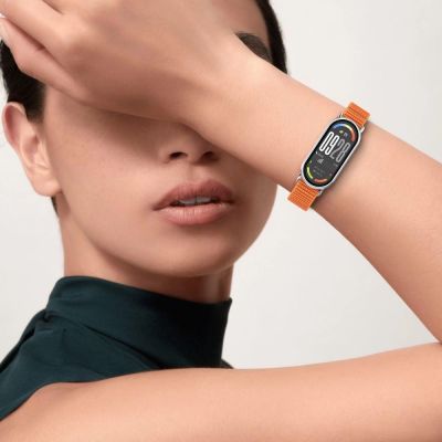 4. Pasek Tech-Protect Nylon Pro na Xiaomi Smart Band 8 / 9 / 10 / NFC - czarno-pomarańczowo
