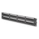 Digitus Panel krosowy (patch panel) 19'' 48x RJ45, LSA pion, kat.6, nieekranowany, 2U, czarny, prowadnica kabli, pola opisowe