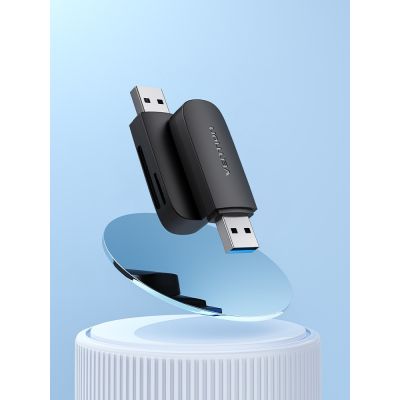 2. Czytnik kart 2 w 1 USB 3.0 A Vention (SD+TF) czarny Dual Drive Letter