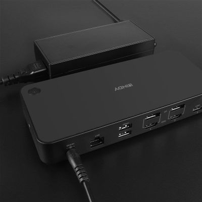 2. Uniwersalna, hybrydowa stacja dokująca USB typu C i A do laptopa z obsługą 3x4K (DP, HDMI)