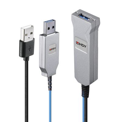 6. Lindy 43345 kabel USB USB 3.2 Gen 1 (3.1 Gen 1) 30 m USB A 2 x USB A Niebieski, Srebrny
