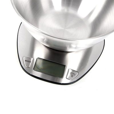 4. ELDOM WAGA KUCHENNA ELEKTRONICZNA WK320S RENA DOKŁADNOSĆ 1 G WAŻY DO 5 KG WYŚWIETLACZ LED STALOWA Z MISKĄ