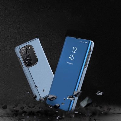 9. Clear View Case futerał etui z klapką Xiaomi Redmi K40 Pro+ / K40 Pro / K40 / Poco F3 niebieski