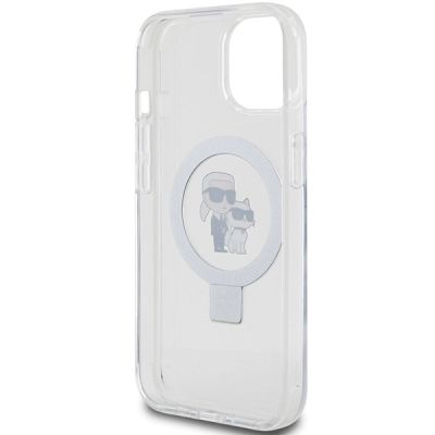 7. Etui Karl Lagerfeld Ring Stand Karl&Choupettte MagSafe na iPhone 15 / 14 / 13 6.1" - białe
