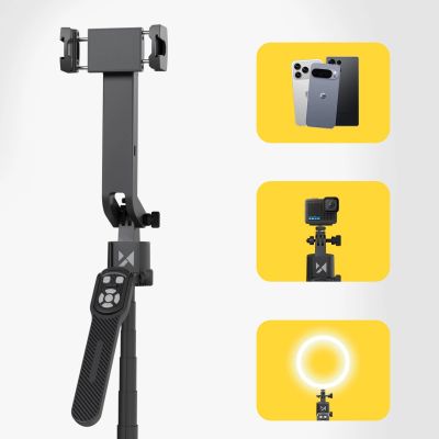 13. Premium selfie stick Wozinsky WST-360YS 1,8m z funkcją statywu z automatycznym śledzeniem twarzy 360° AI sterowanie gestami - czarny