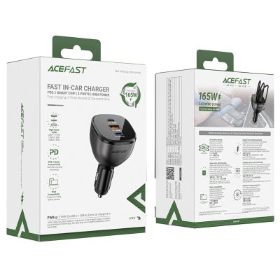 5. Ładowarka Acefast B14 samochodowa 165W 2x USB-C 1x USB-A - czarna