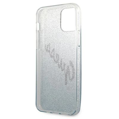 7. Etui Guess Glitter Gradient Script na iPhone 12 Pro Max - niebieskie