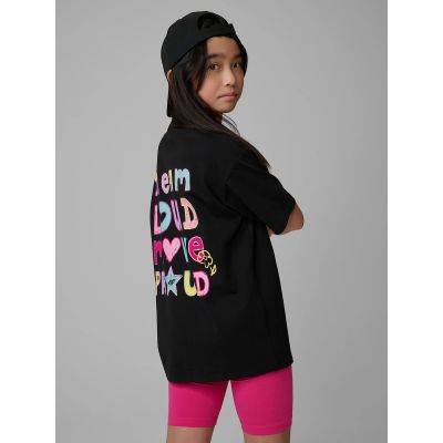 2. T-shirt loose z nadrukiem dziewczęcy 4F 4FJRSS26TTSHF4137-20S