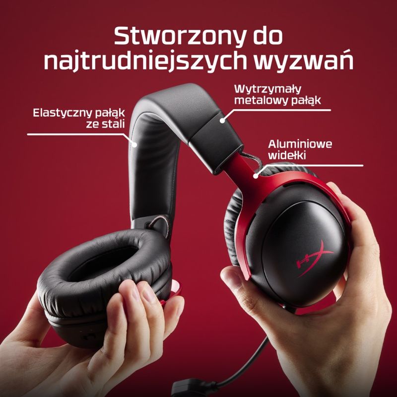125. HyperX Cloud III Wireless – bezprzewodowy zestaw słuchawkowy do gier (czarno-czerwony)