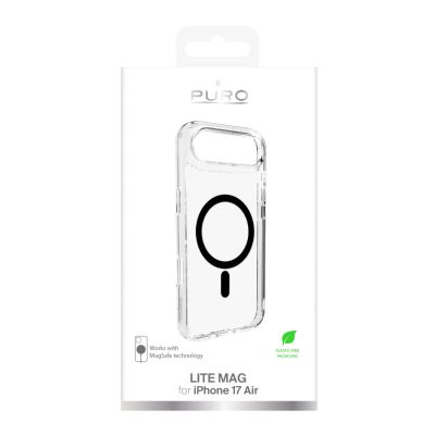2. Etui Puro Lite Mag TPU+PC kompatybilne z MagSafe na iPhone 17 Air - przezroczyste z czarnym pierścieniem