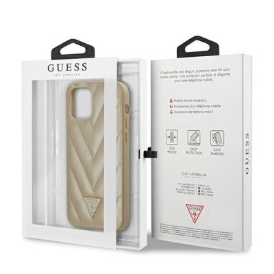7. Etui Guess V-Quilted Collection na iPhone 12 mini - złote