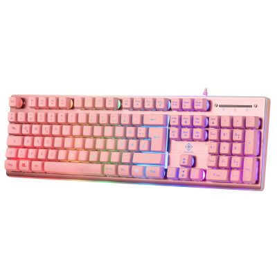 8. Deltaco Gaming GAM-021-RGB-P-DE klawiatura USB QWERTZ Niemiecki Różowy