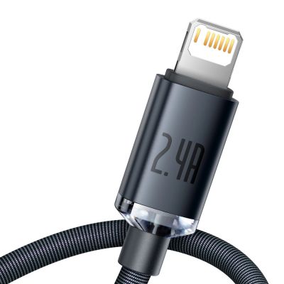 2. Baseus Crystal Shine Series kabel przewód USB do szybkiego ładowania i transferu danych USB Typ A - Lightning 2,4A 1,2m czarny (CAJY000001)