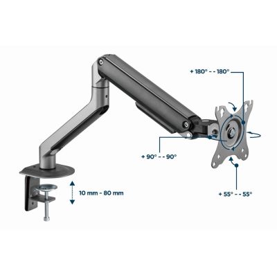 7. GEMBIRD BIURKOWE REGULOWANE RAMIĘ/UCHWYT NA MONITOR 17-32, VESA 100X100MM, DO 9 KG, KOLOR SZARY