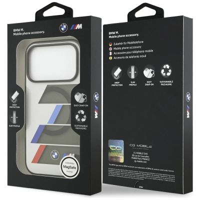 8. Etui BMW M IML Metal Buttons Tricolor Lines MagSafe na iPhone 17 Pro Max - szare