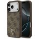 Etui Guess Leather 4G Triangle Strass MagSafe na iPhone 18 Pro / 17 Pro - brązowe