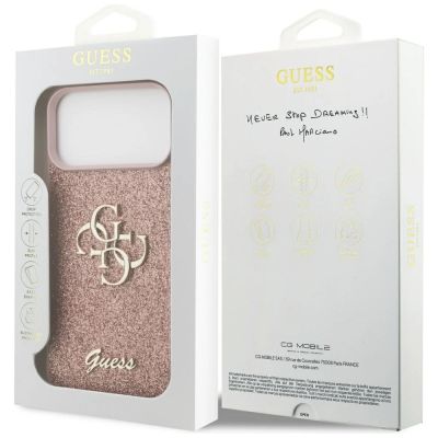 8. Etui Guess Fixed Glitter Big 4G na iPhone 17 Pro Max - różowe