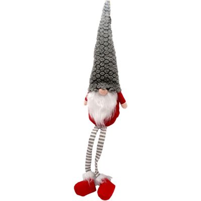 3. SKRZAT GNOM DEKORACYJNY Z SZARĄ FUTRZANĄ CZAPKĄ 50+25CM