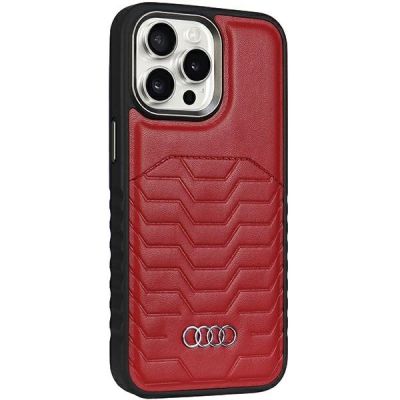 6. Etui Audi Synthetic Leather z MagSafe na iPhone 14 Pro - czerwone